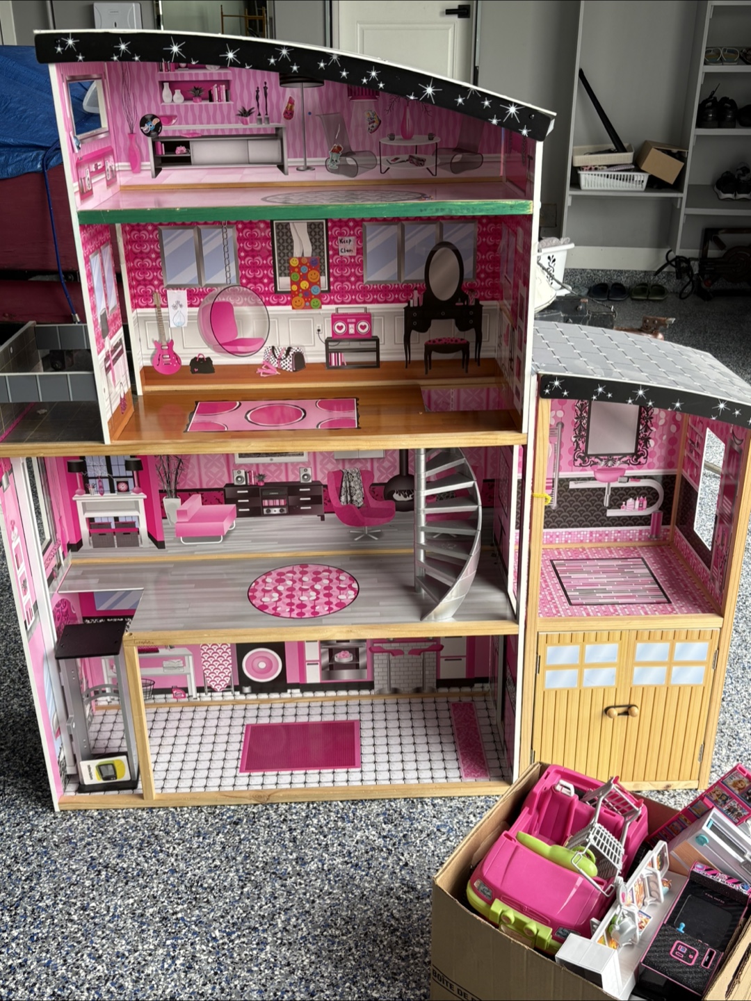 Pink Dollhouse with Accessories