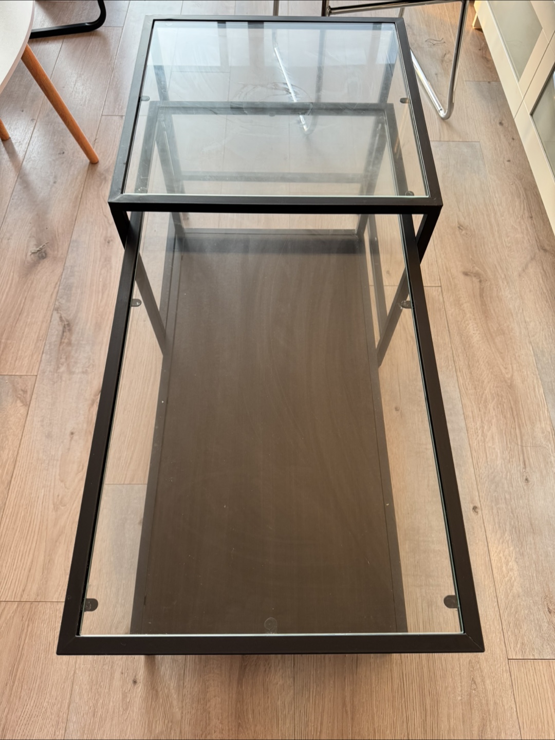 Glass Top Coffee Table with Shelf