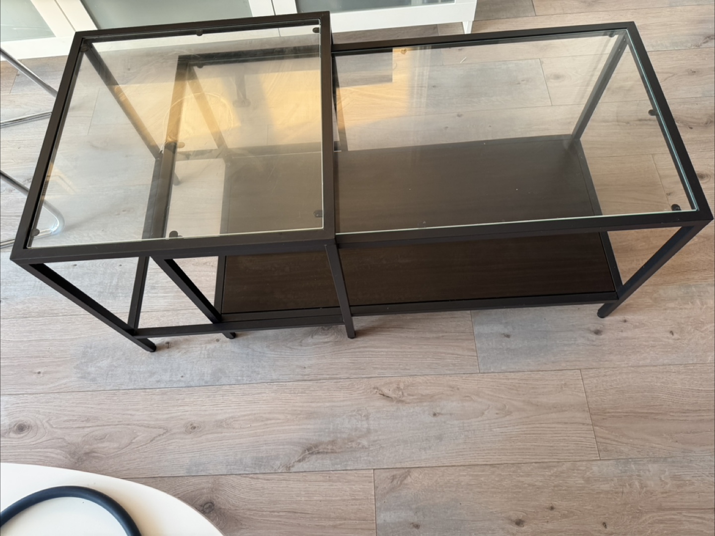 Glass Top Coffee Table with Shelf - photo 3