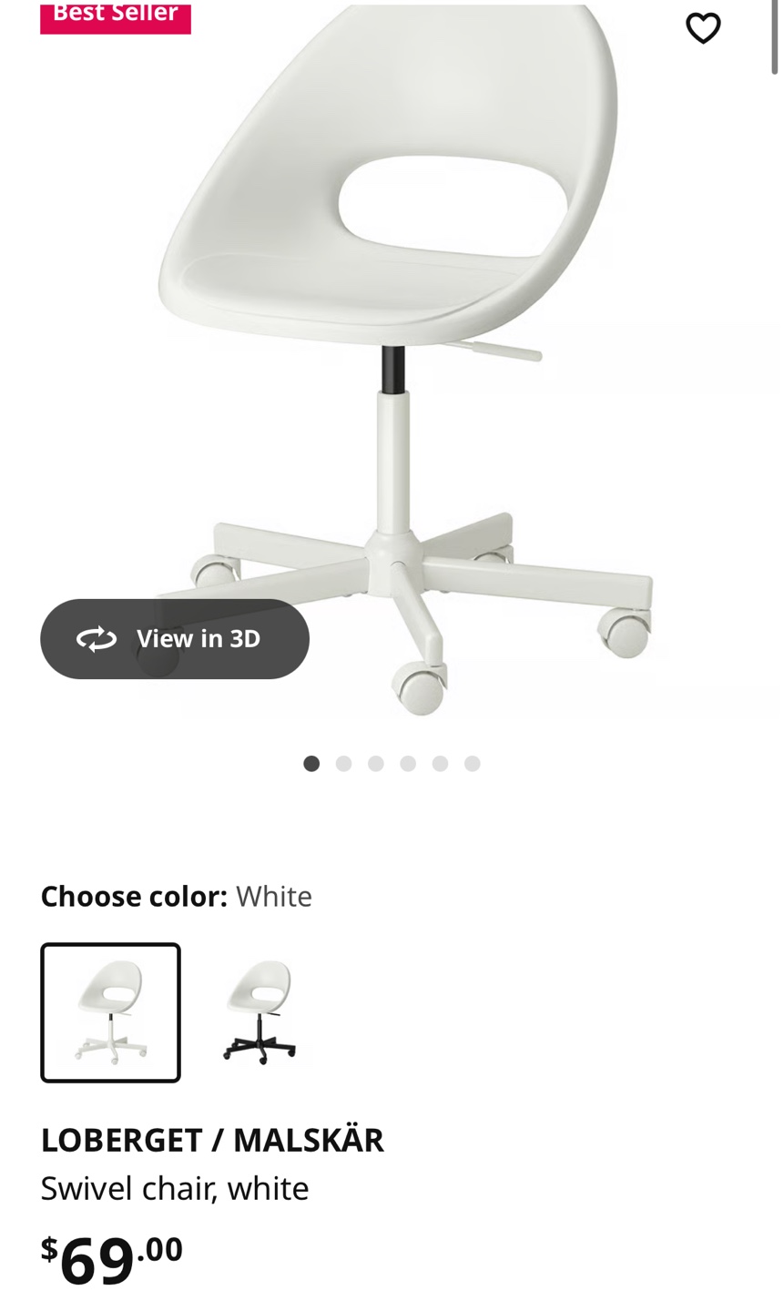 IKEA LOBERGET / MALSKÄR Swivel Chair - White