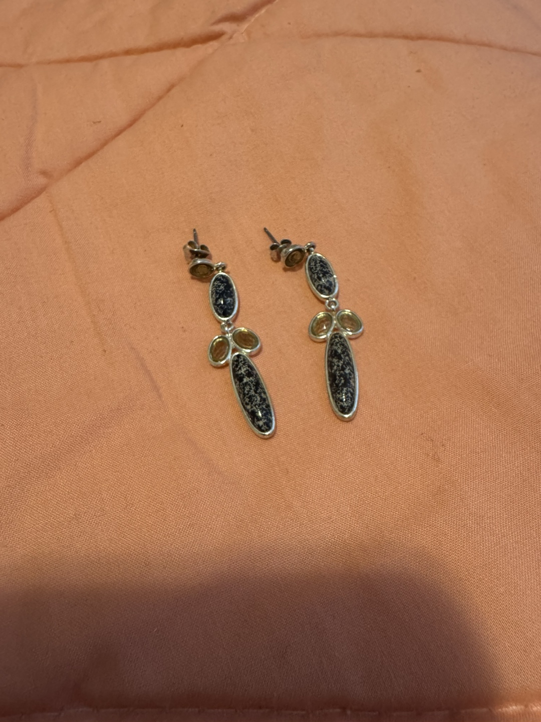 Dangle Earrings with Silver Tone