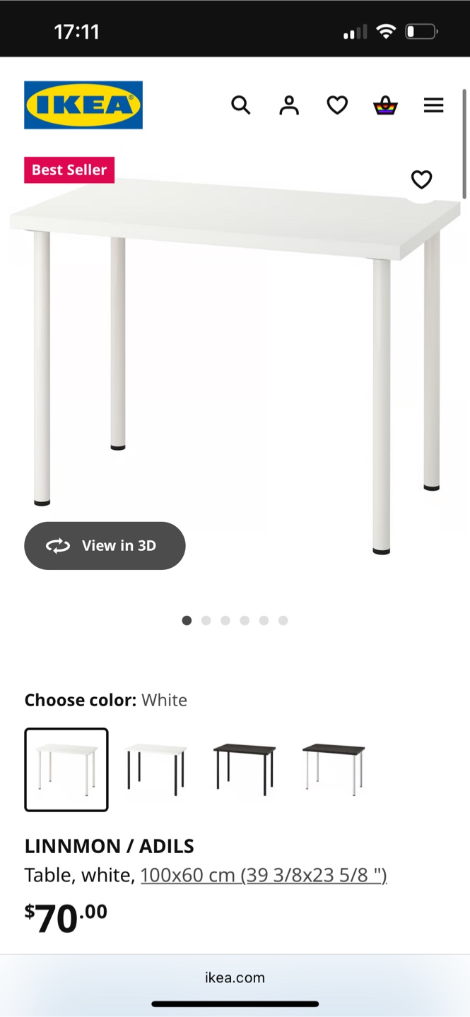IKEA LINNMON / ADILS White Table - 39 3/8x23 5/8"