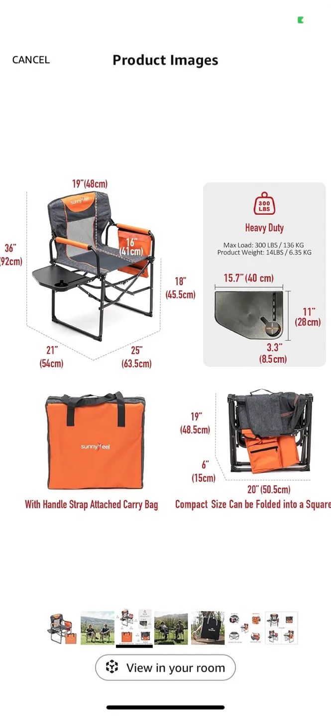 Folding chair with side table thumbnail