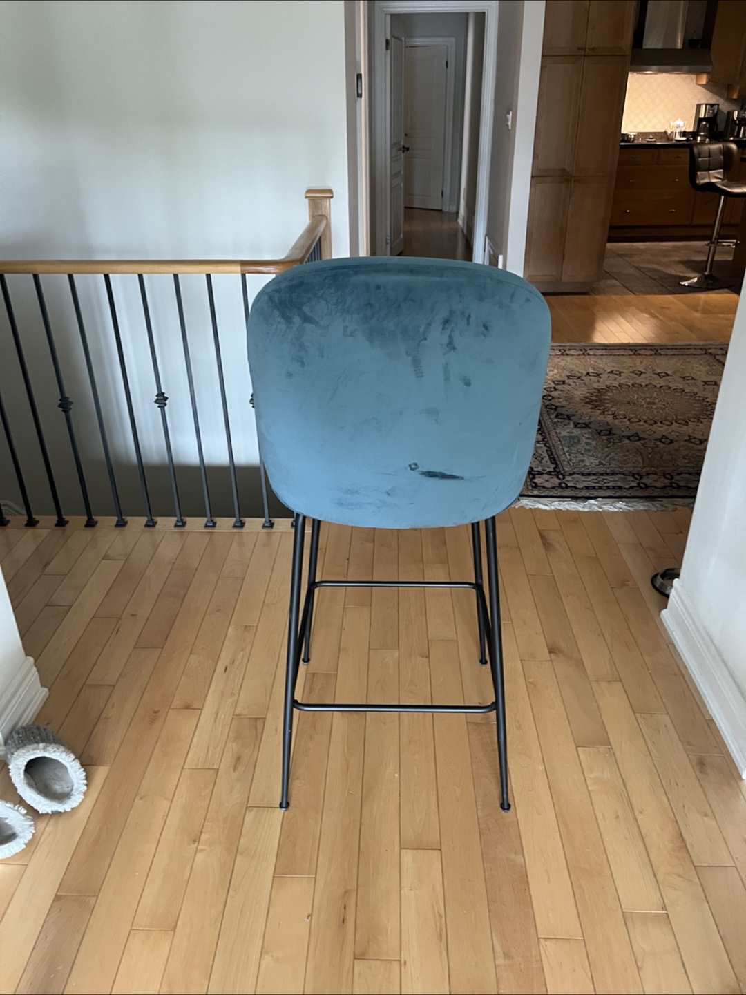 Structube Judith Blue Velvet Bar Stool - photo 4