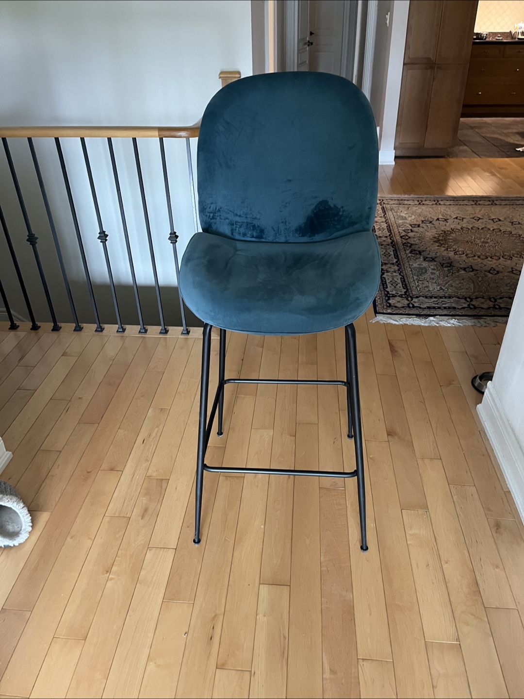 Structube Judith Blue Velvet Bar Stool
