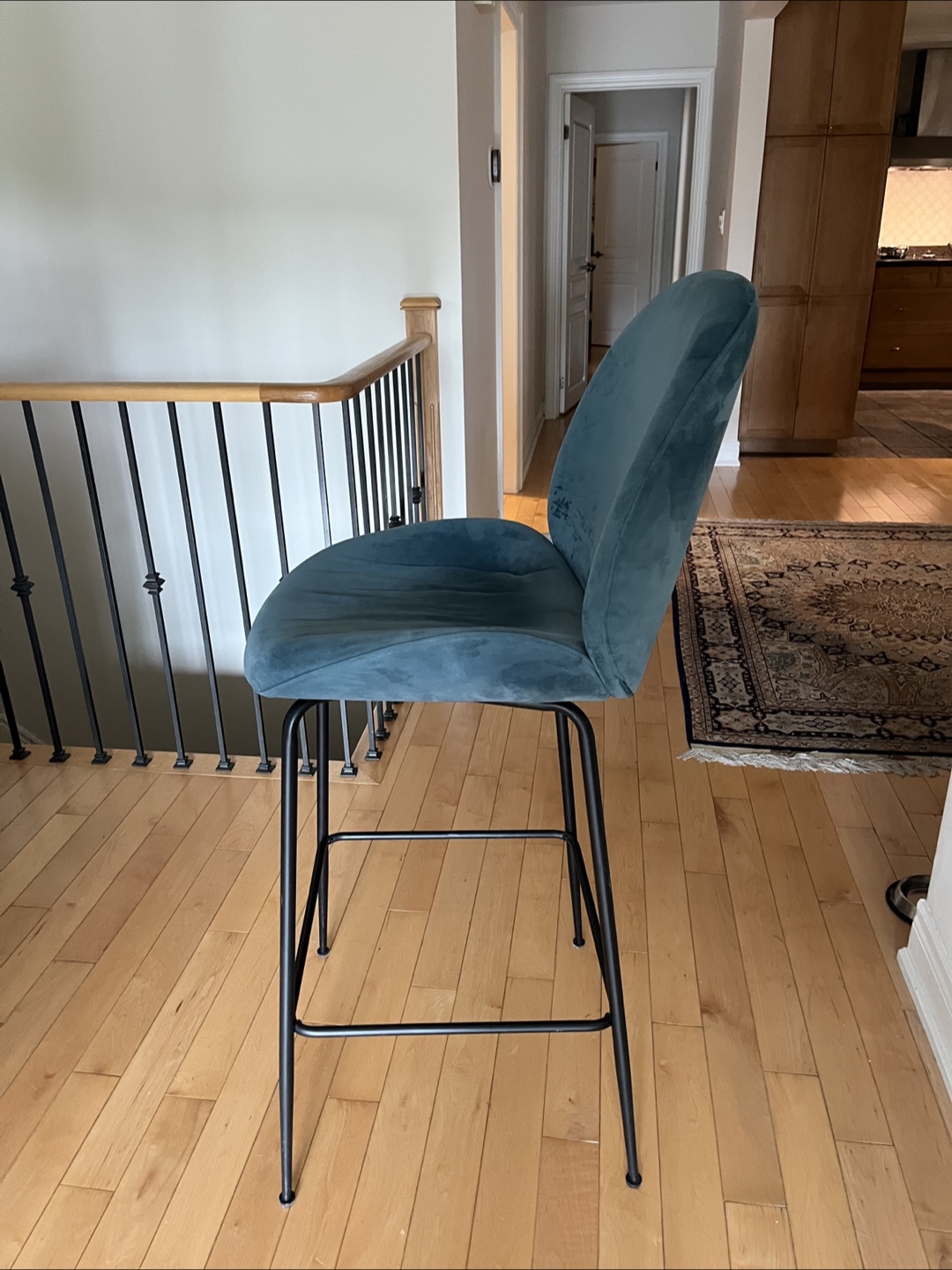 Structube Judith Blue Velvet Bar Stool - photo 3