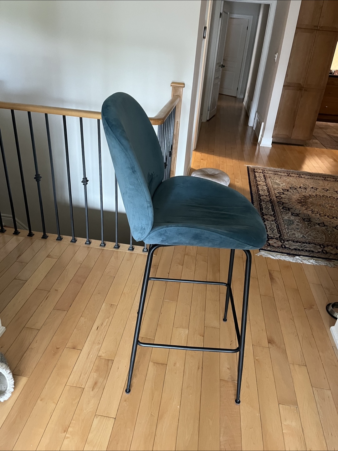 Structube Judith Blue Velvet Bar Stool - photo 2