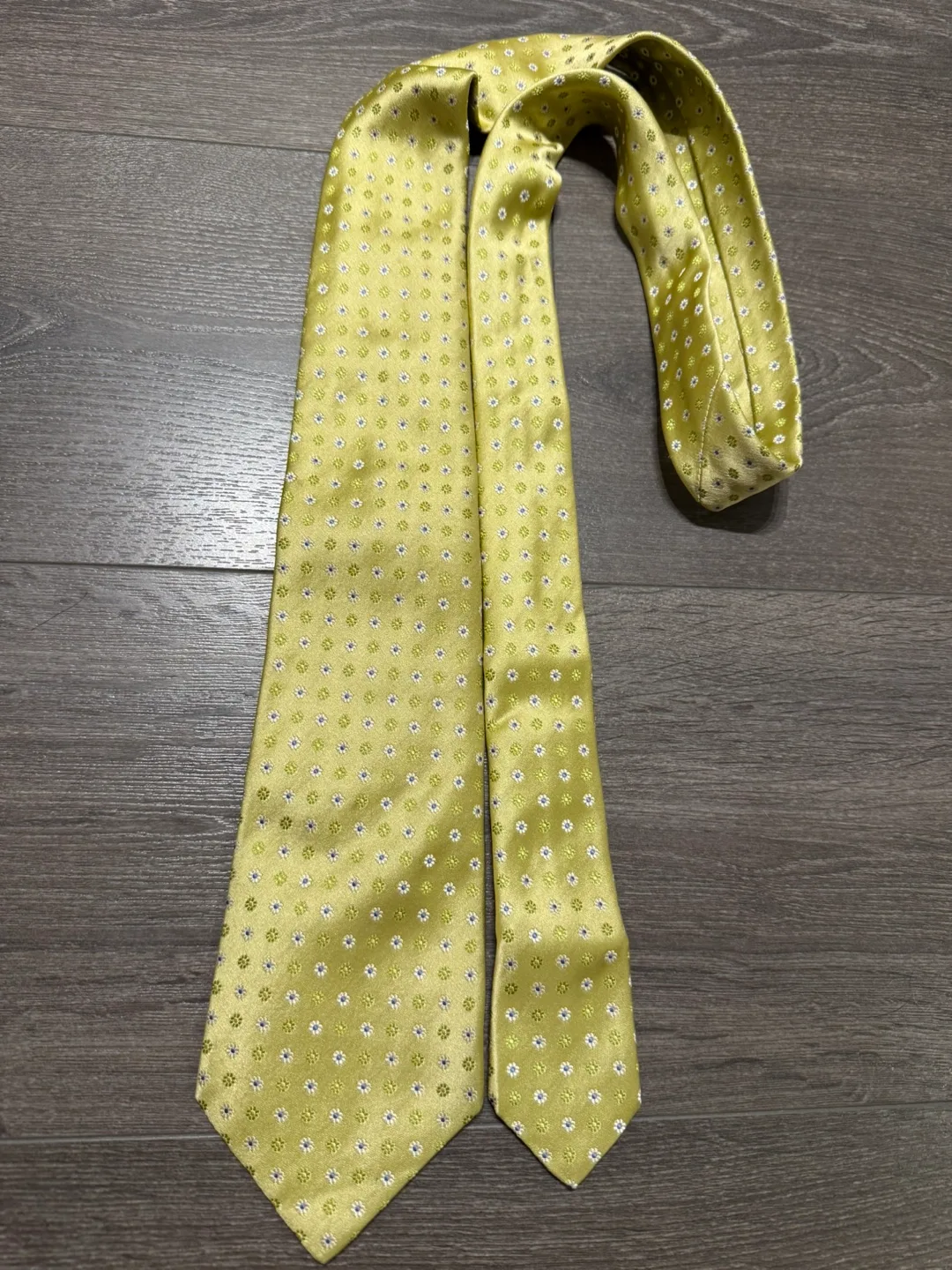Kiton Napoli Yellow green  Patterned Tie silk Italy thumbnail