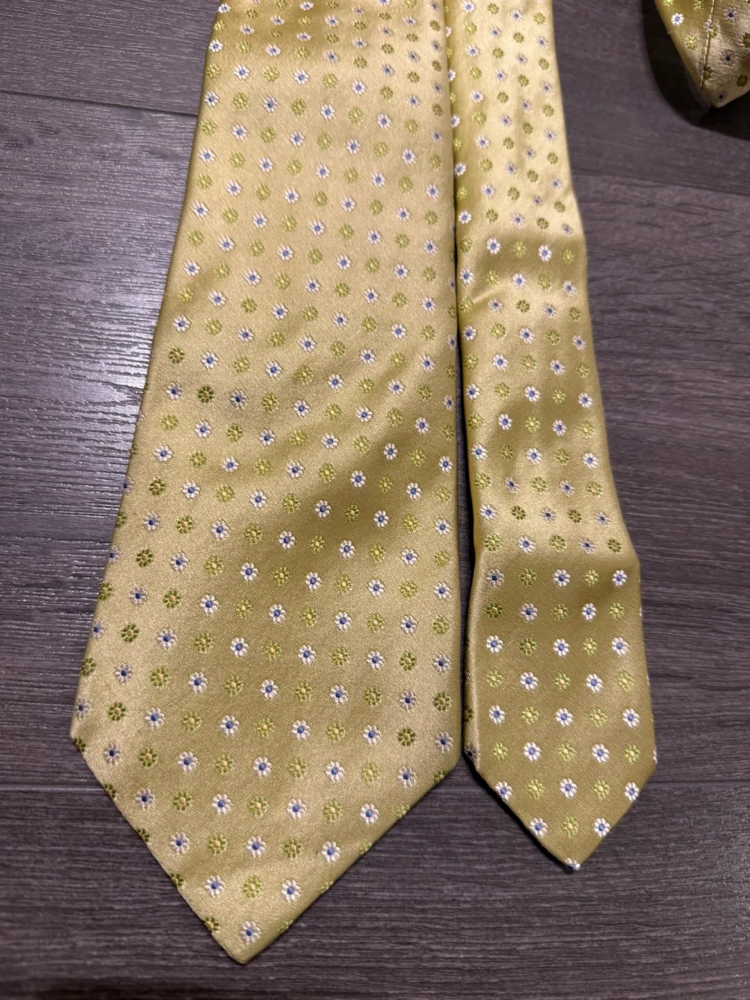 Kiton Napoli Yellow green  Patterned Tie silk Italy image indicator(2)