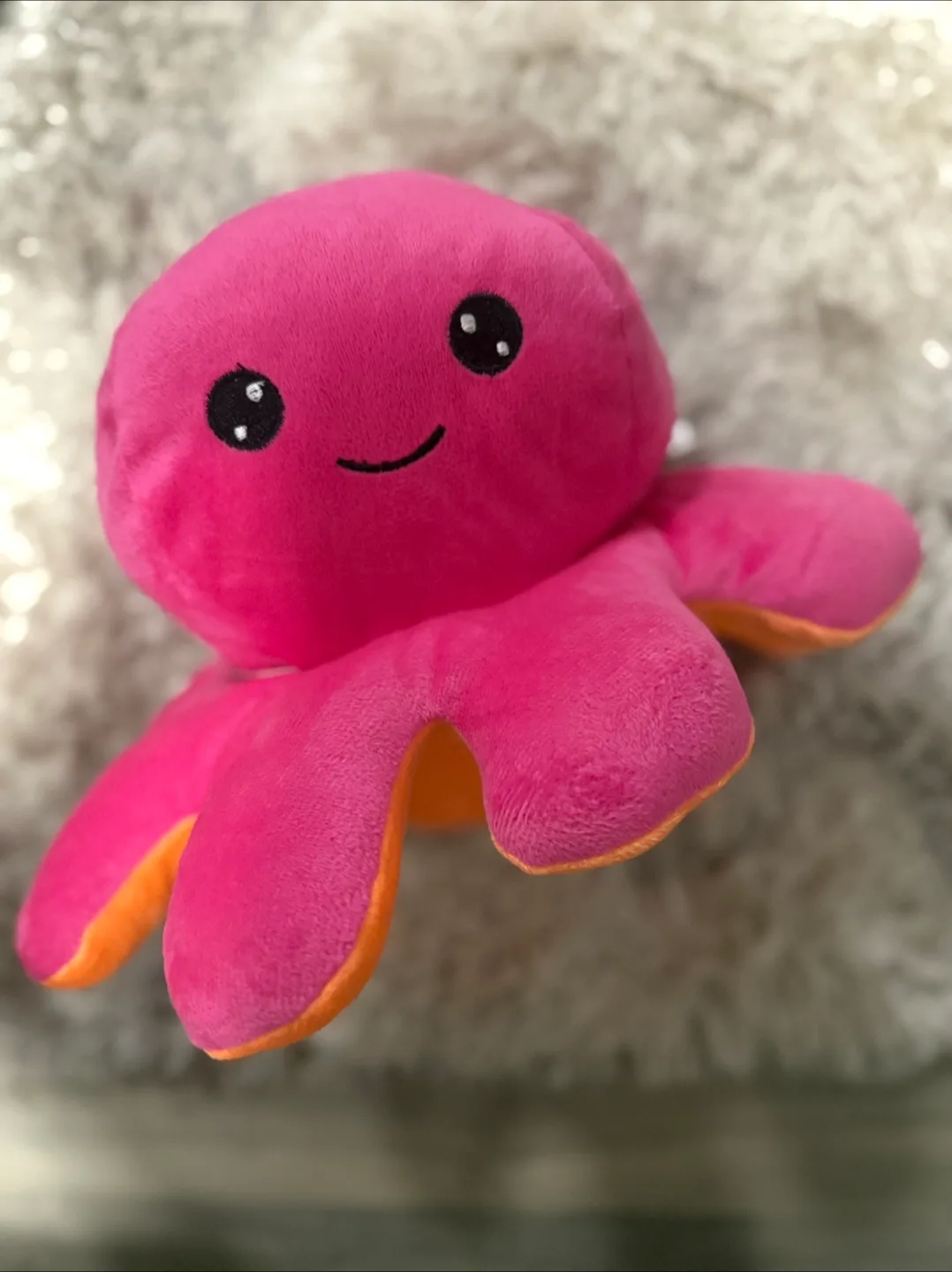 Reversible Octopus Plush - Pink & Orange thumbnail