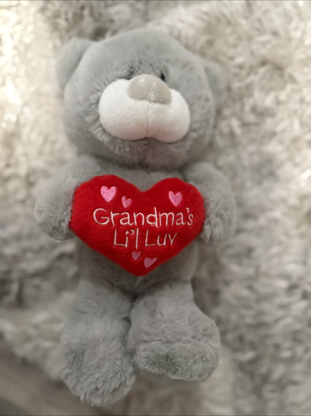 Grey Teddy Bear with Heart thumbnail