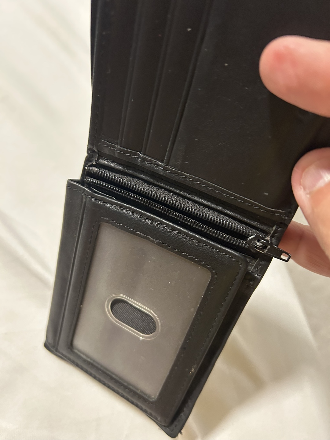 Calfart black Leather Wallet zipper for coins - photo 3
