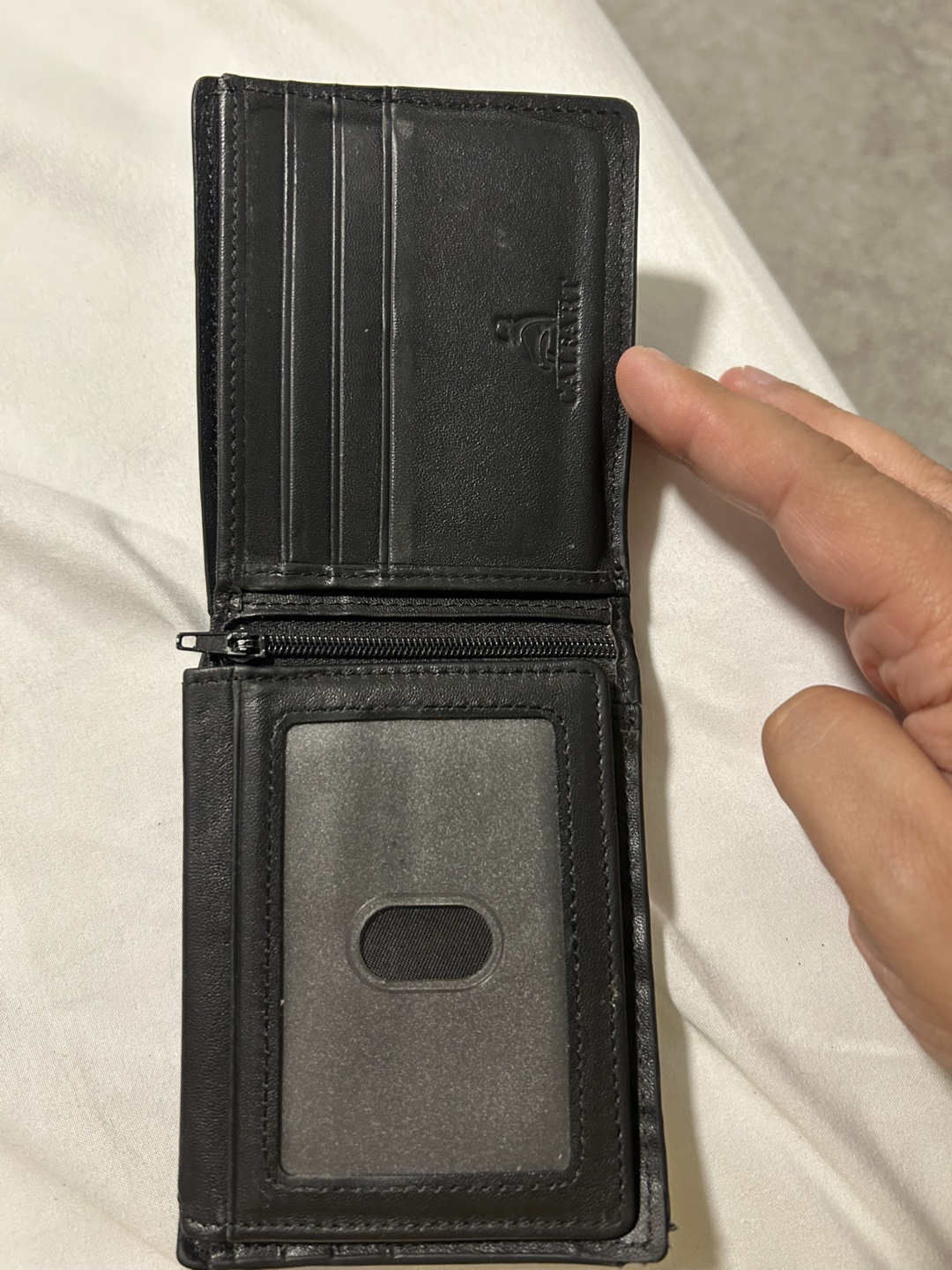 Calfart black Leather Wallet zipper for coins - photo 2