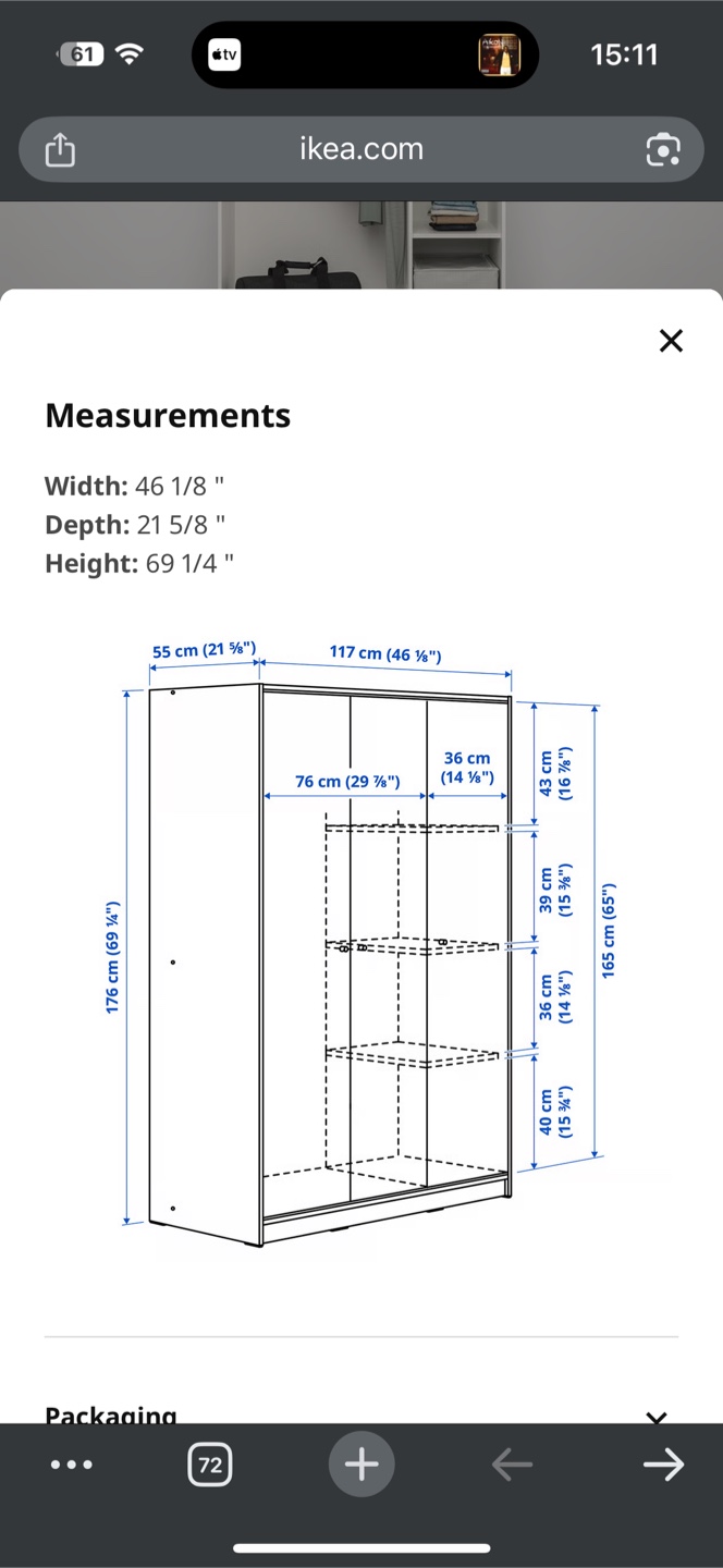 IKEA Pax Wardrobe - White - 46 1/8" Wide - photo 4
