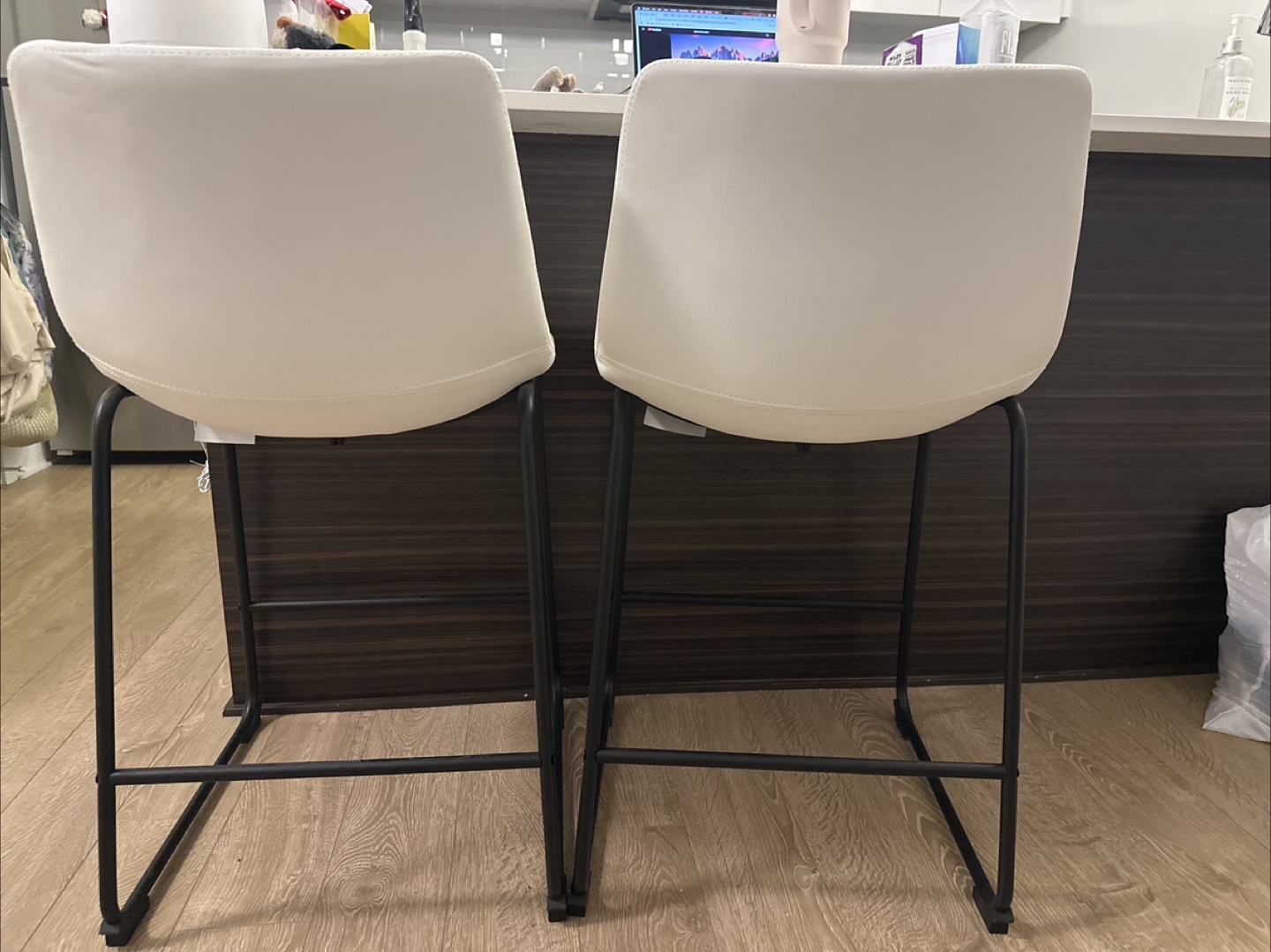 Pair of White Bar Stool with Black Legs - photo 2