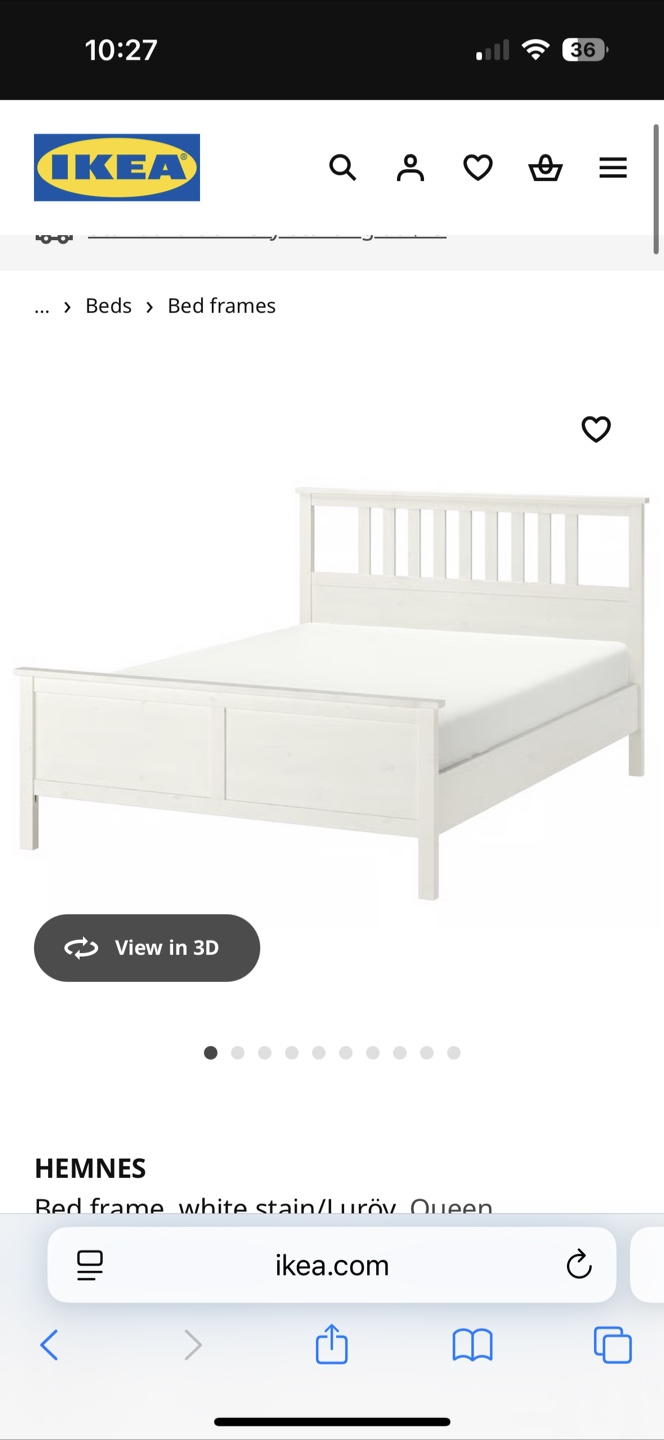IKEA Hemnes QUEEN Bed Frame - White Stain/Luröv Queen