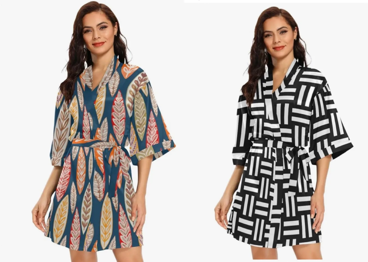Women's Kimono Robes Skin-friendly Nightwear Bathrobe Satin Robe thumbnail
