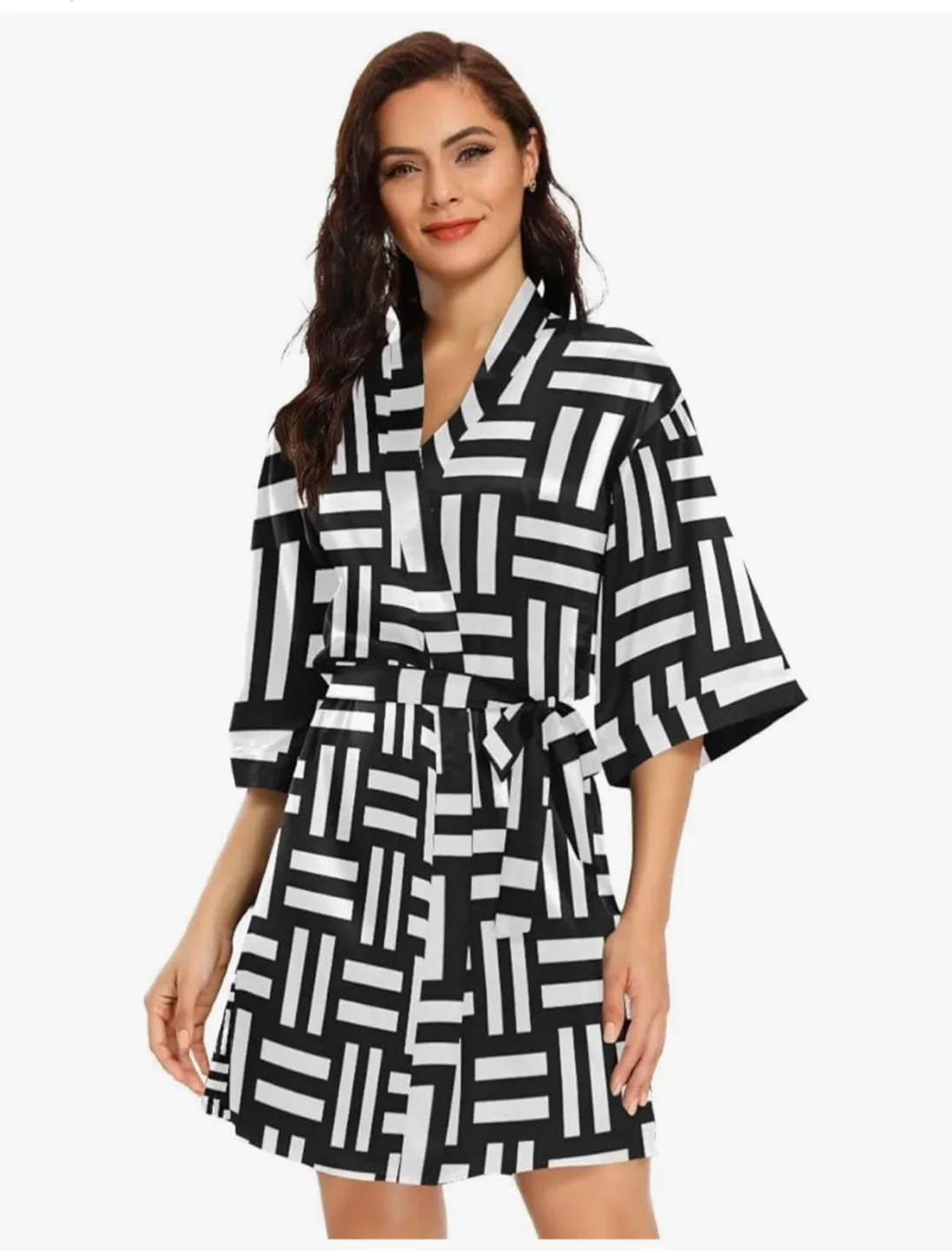 Women's Kimono Robes Skin-friendly Nightwear Bathrobe Satin Robe image indicator(3)