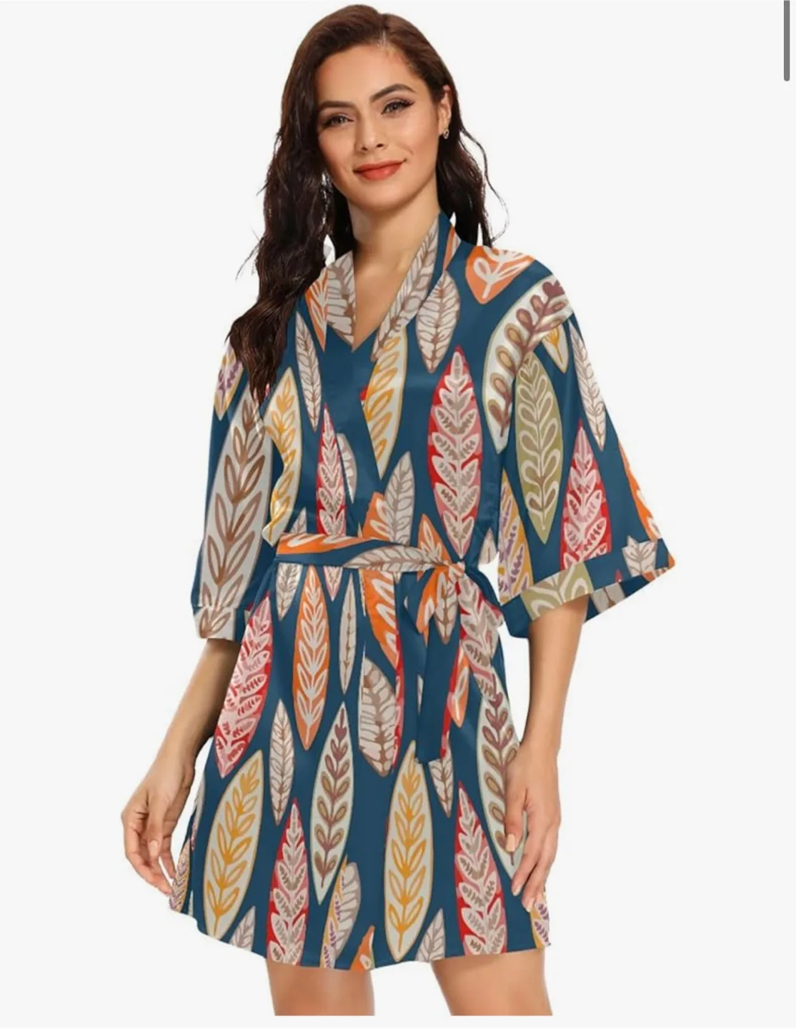 Women's Kimono Robes Skin-friendly Nightwear Bathrobe Satin Robe image indicator(2)