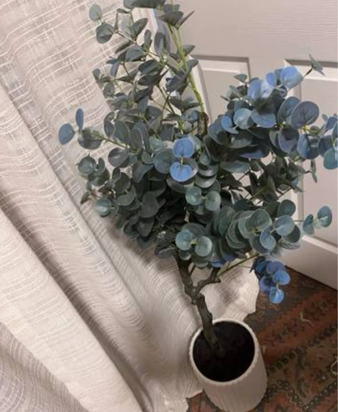 Faux Eucalyptus Tree in White Pot - Approx 4 feet tall thumbnail