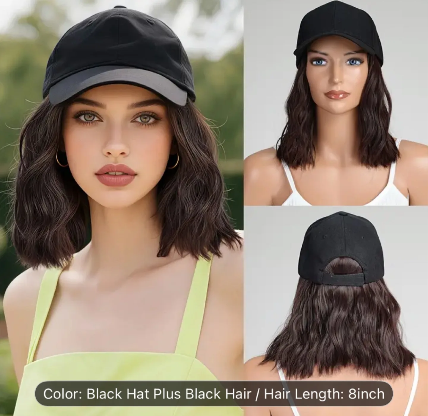 Black Baseball Cap Wig - Great Condition thumbnail