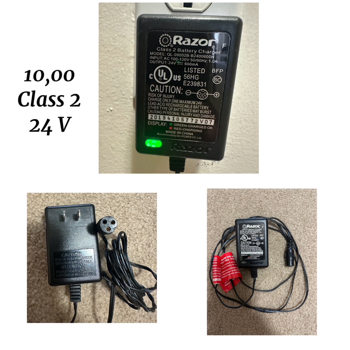 Razor Class 2 Battery Charger 24V