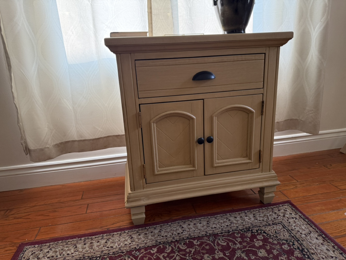 Wooden Nightstand with Drawer & Cabinet - photo 2