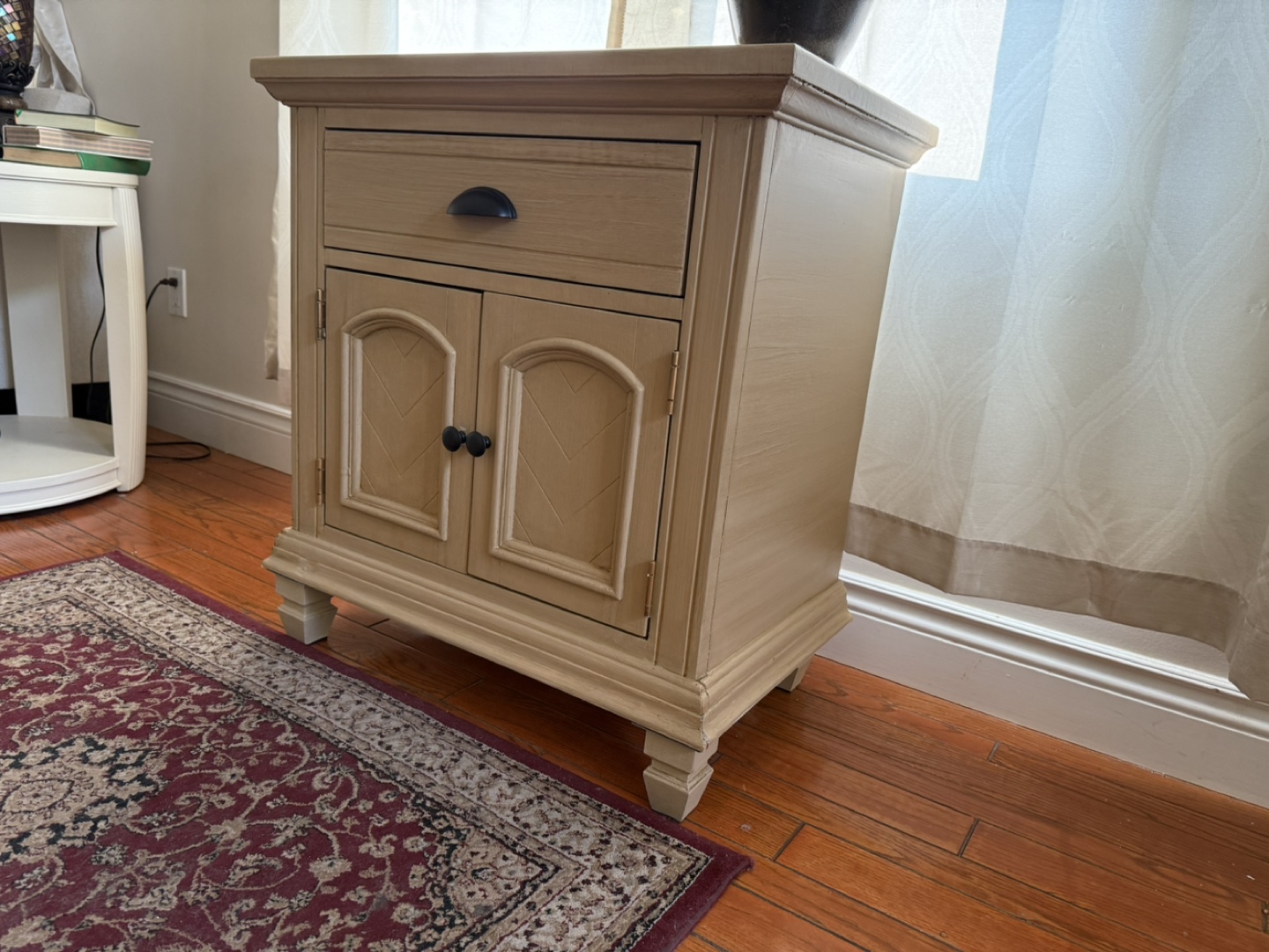 Wooden Nightstand with Drawer & Cabinet