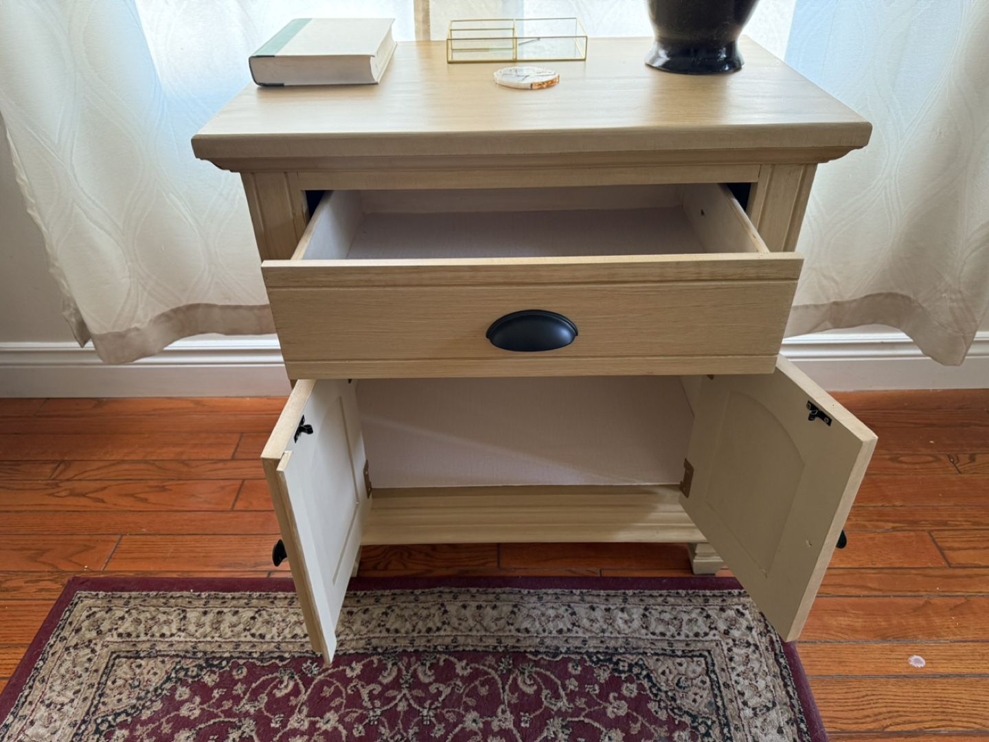 Wooden Nightstand with Drawer & Cabinet - photo 4