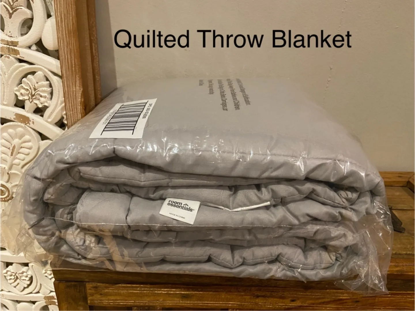 New Down Alternative Quilted Throw Blanket 48”x60” Grey thumbnail