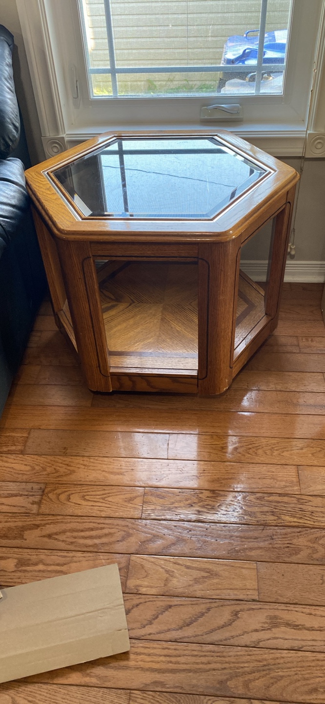 Glass Top Wooden Coffee Table