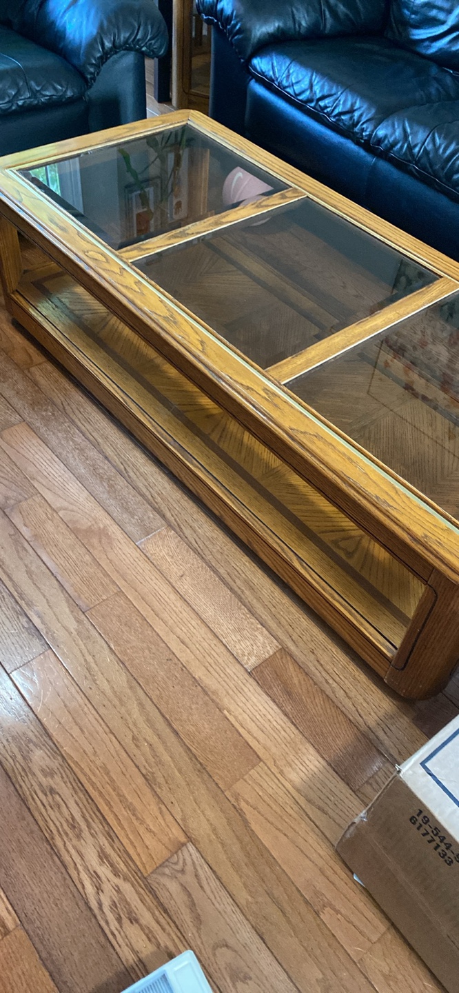 Glass Top Wooden Coffee Table - photo 2
