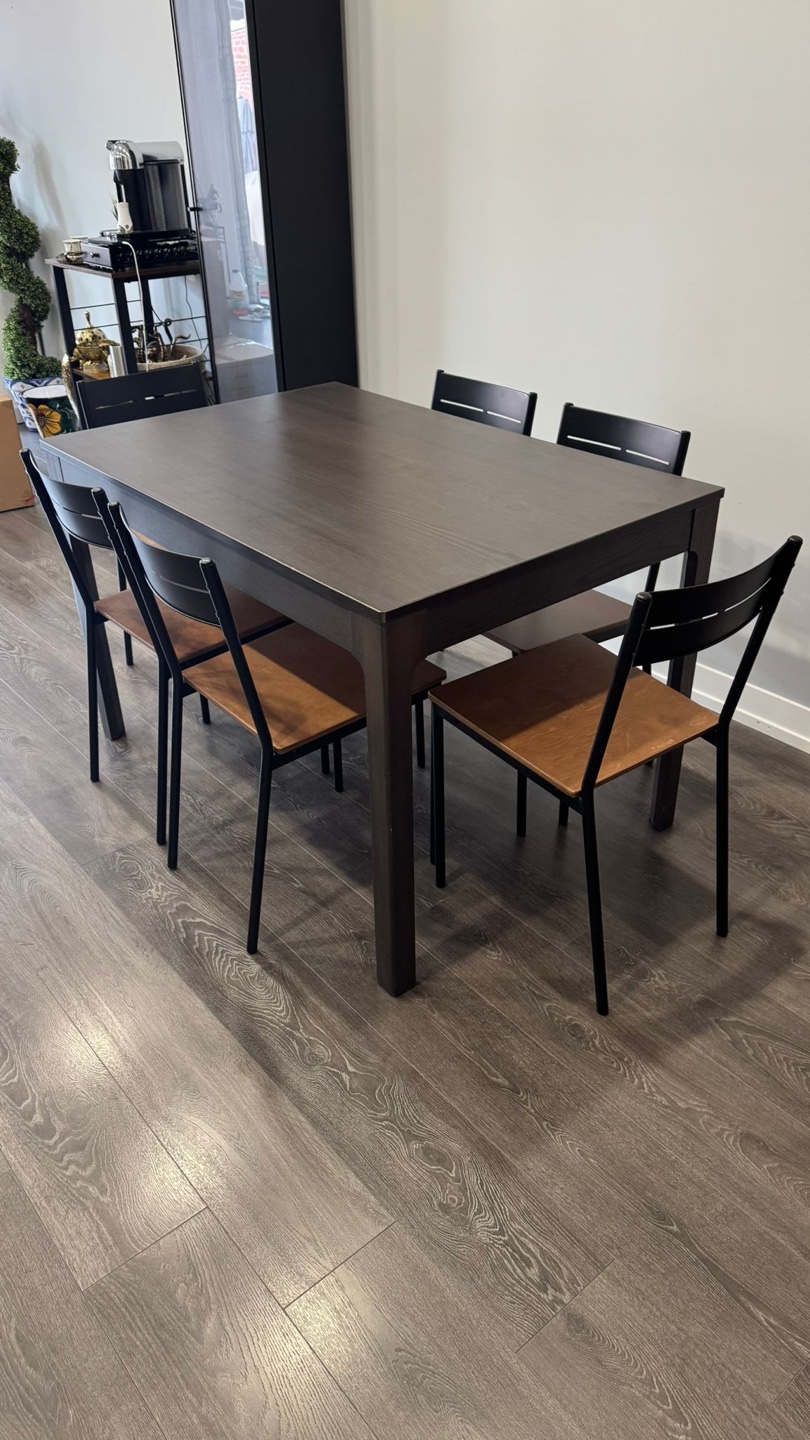Dining Table with 6 Chairs - Dark Brown