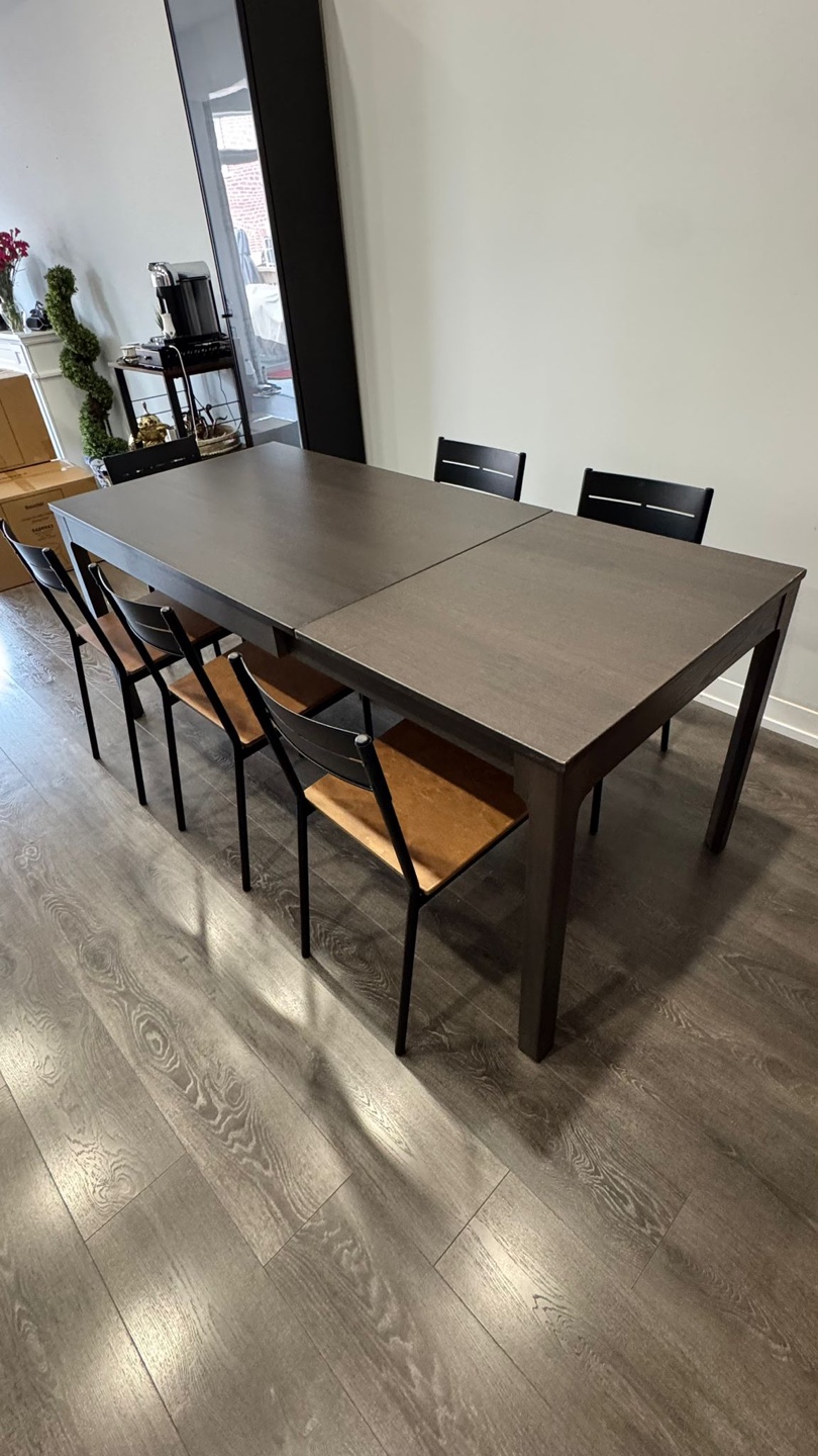 Dining Table with 6 Chairs - Dark Brown - photo 4