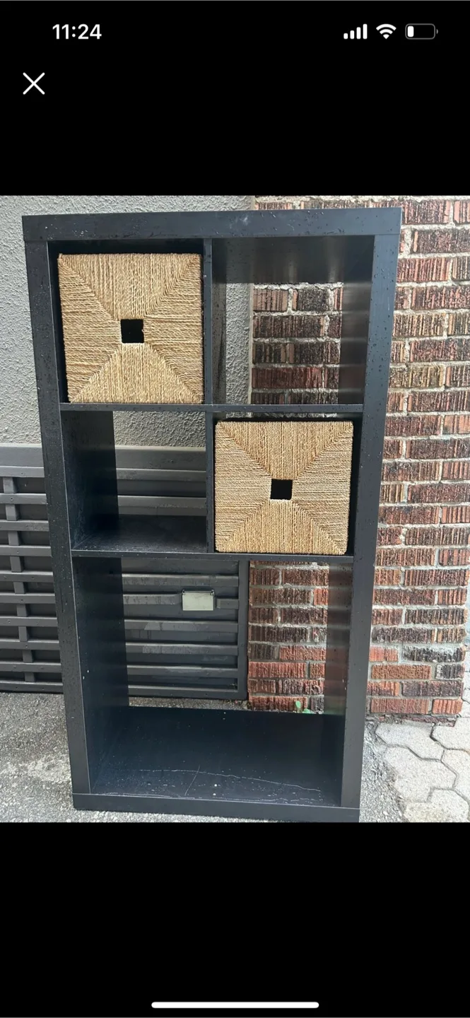 Black Shelving Unit with Baskets thumbnail