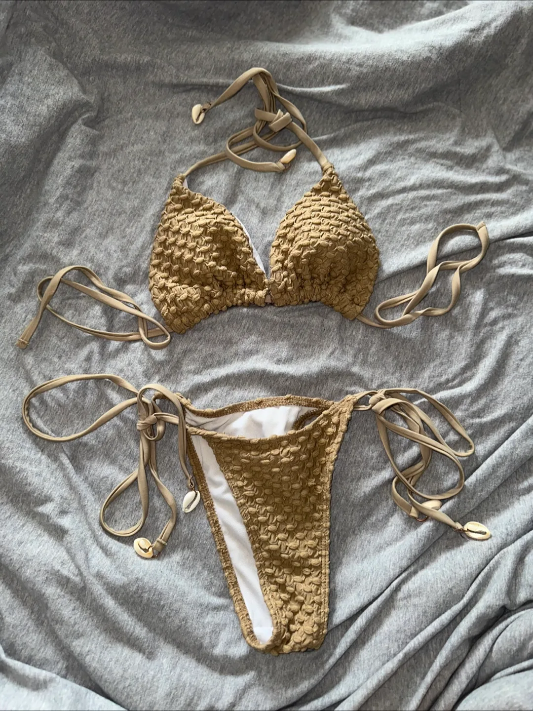Textured Bikini Set - Beige thumbnail