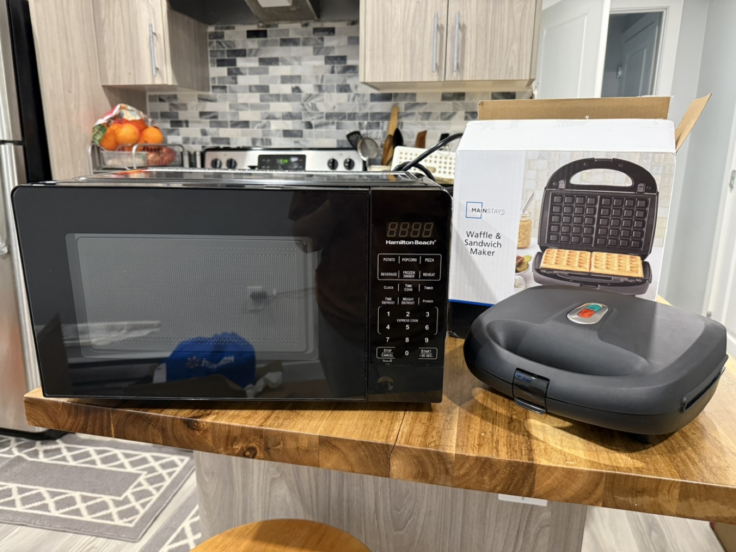 Hamilton Beach Microwave & Mainstays Waffle Maker