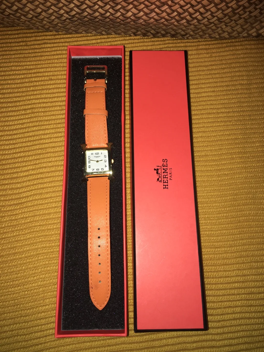 Hermès H Hour Watch Orange Leather thumbnail