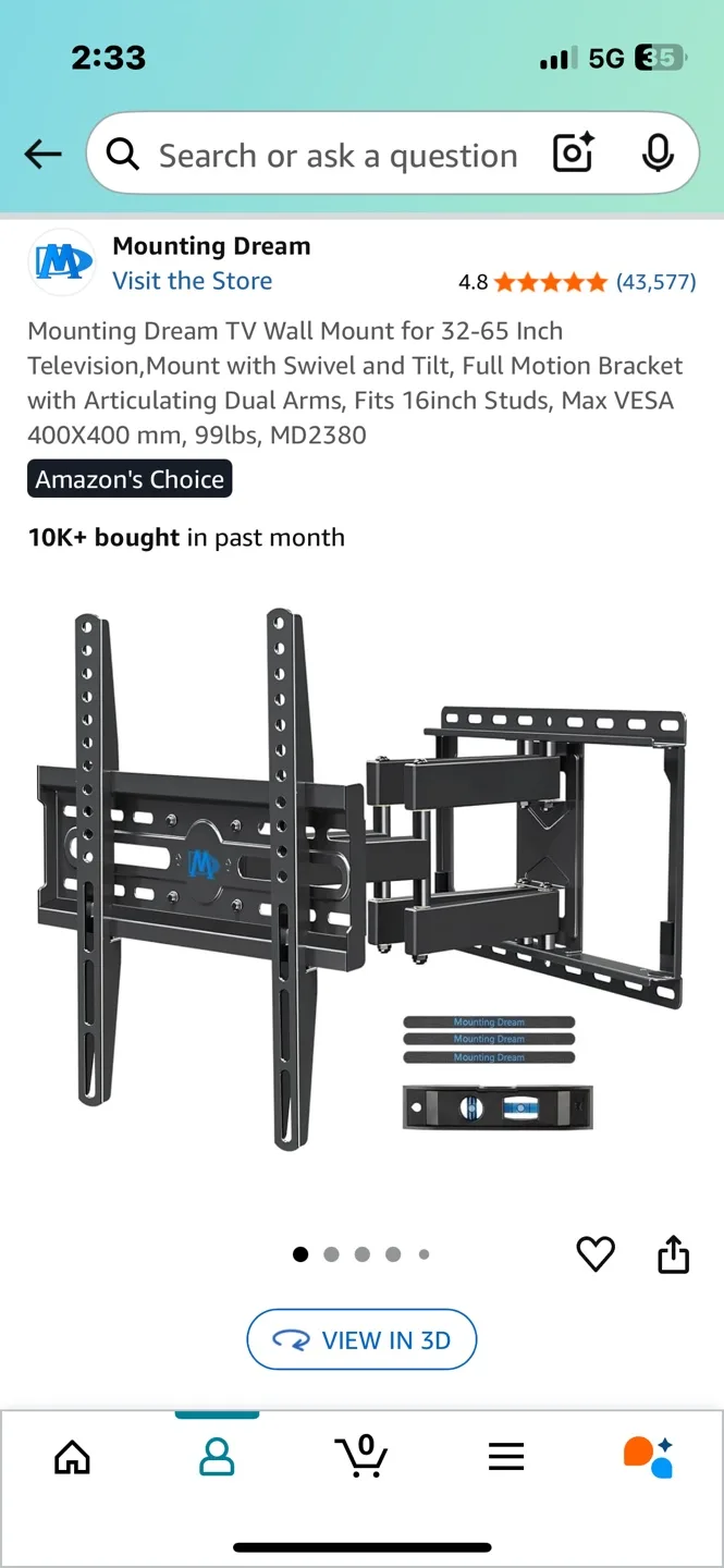 Mounting Dream TV Wall Mount 32-65 Inch thumbnail