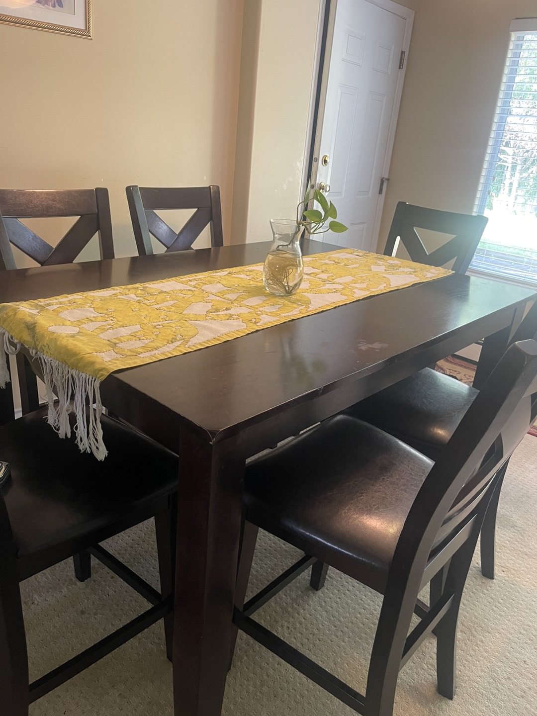 Dark Wood Dining Table Set with 6 Chairs - photo 2