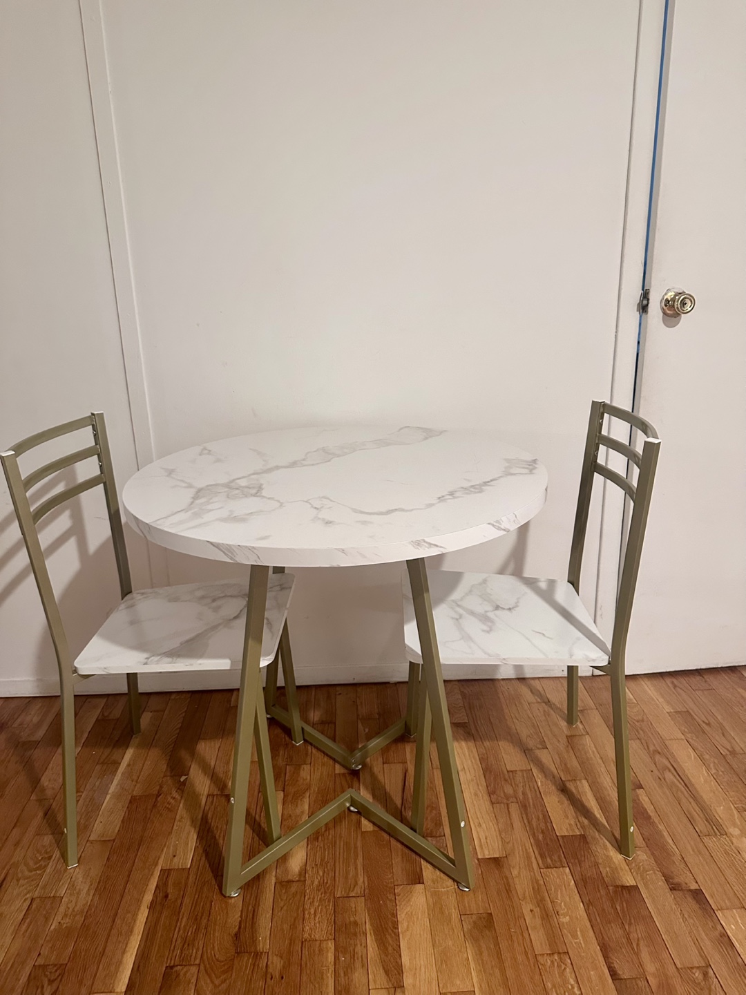 Round Marble Dining Table Set with 2 Chairs - photo 3