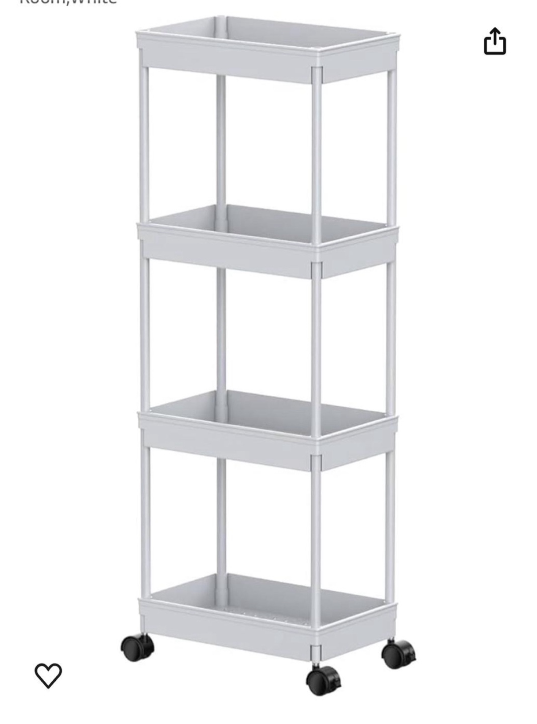 White 4-Tier Rolling Cart