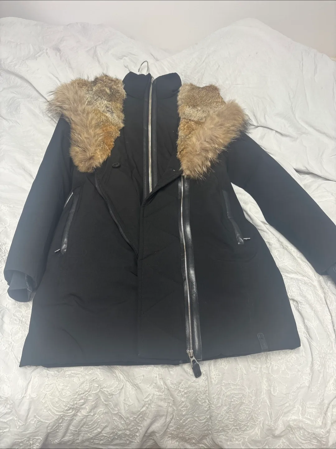 Rudsak Black Winter Coat with Fur Trim thumbnail