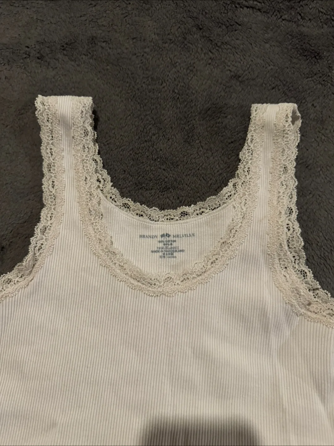 Brandy Melville White Lace Trim Tank Top image indicator(2)