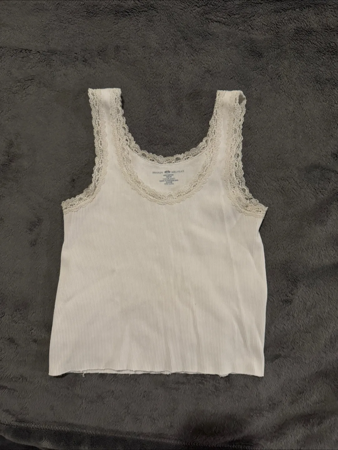 Brandy Melville White Lace Trim Tank Top thumbnail