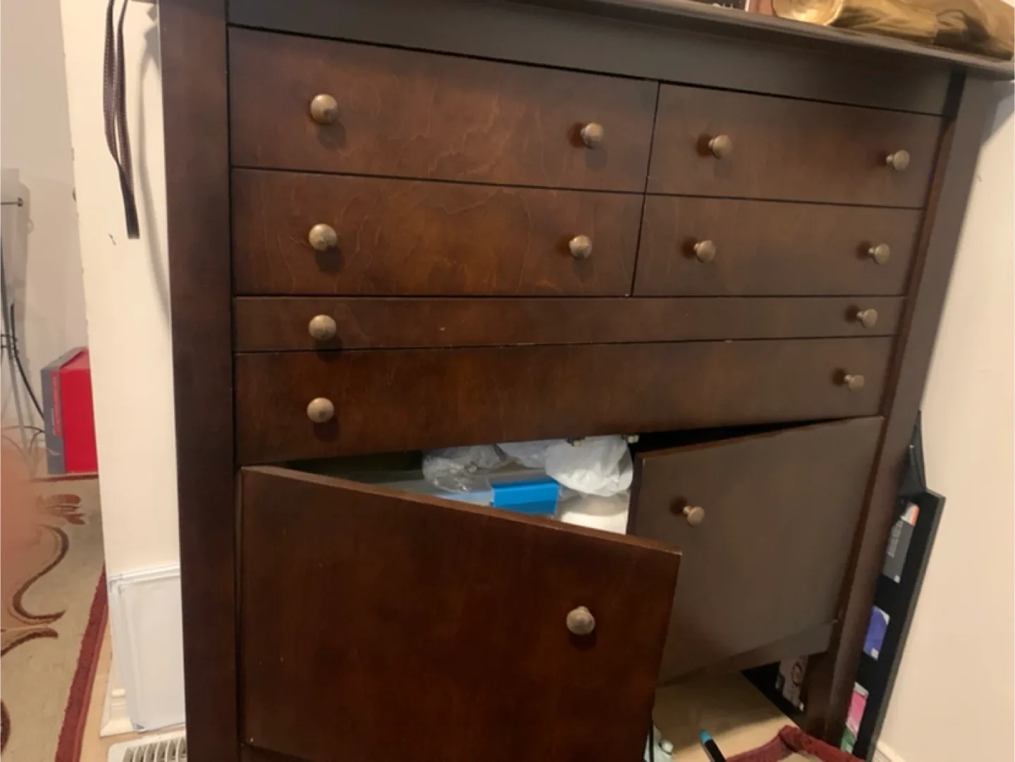 Dark solid Wood Dresser with Pull-Out Desk - firm price image indicator(4)