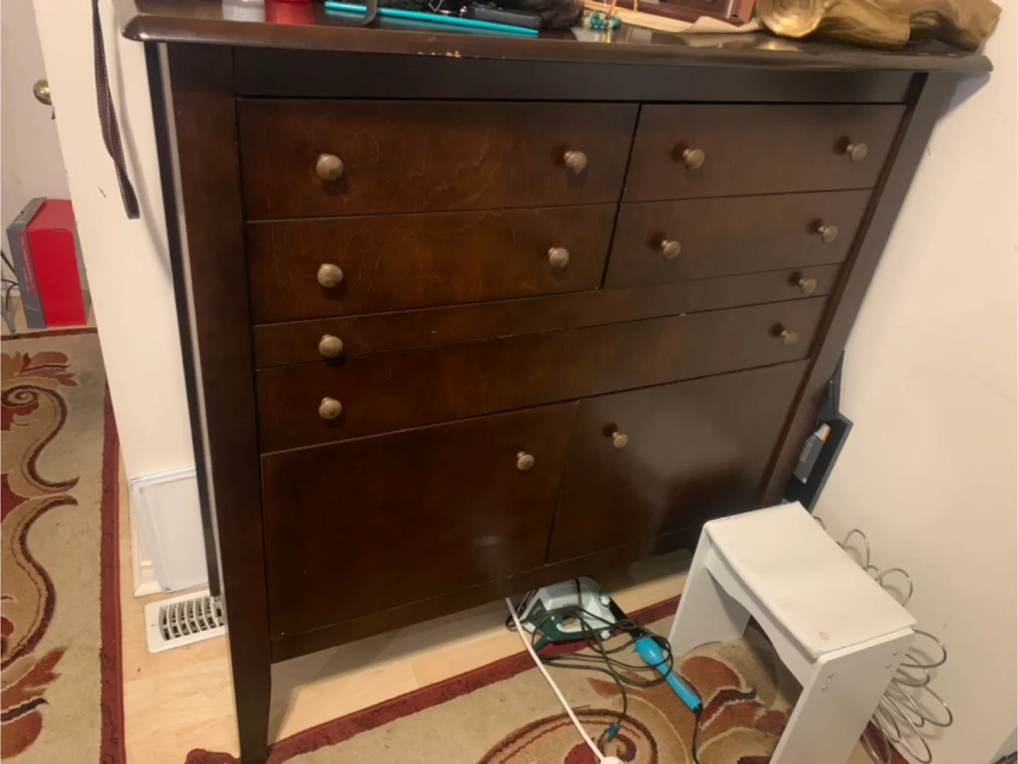 Dark solid Wood Dresser with Pull-Out Desk - firm price image indicator(3)