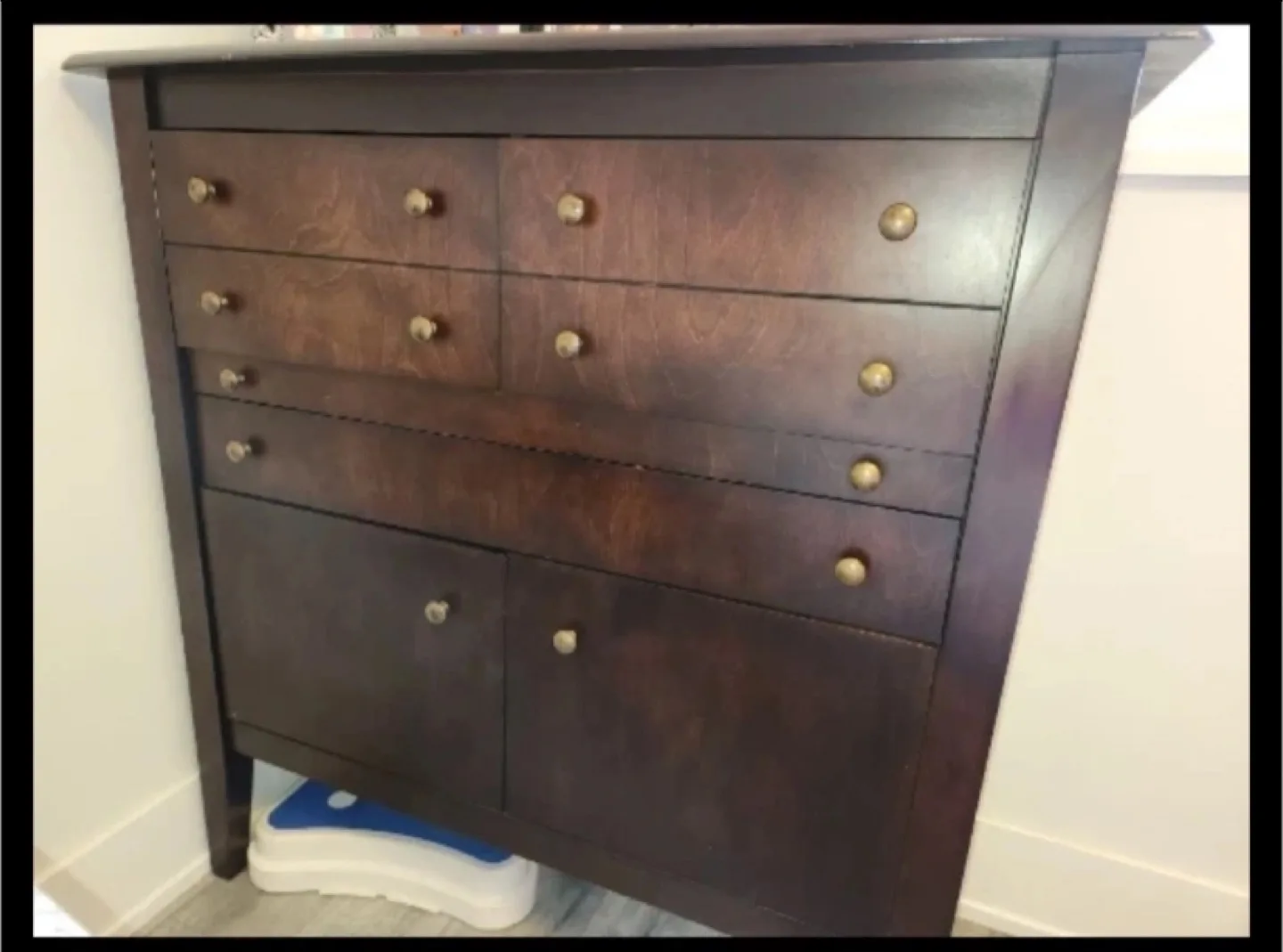 Dark solid Wood Dresser with Pull-Out Desk - firm price image indicator(5)