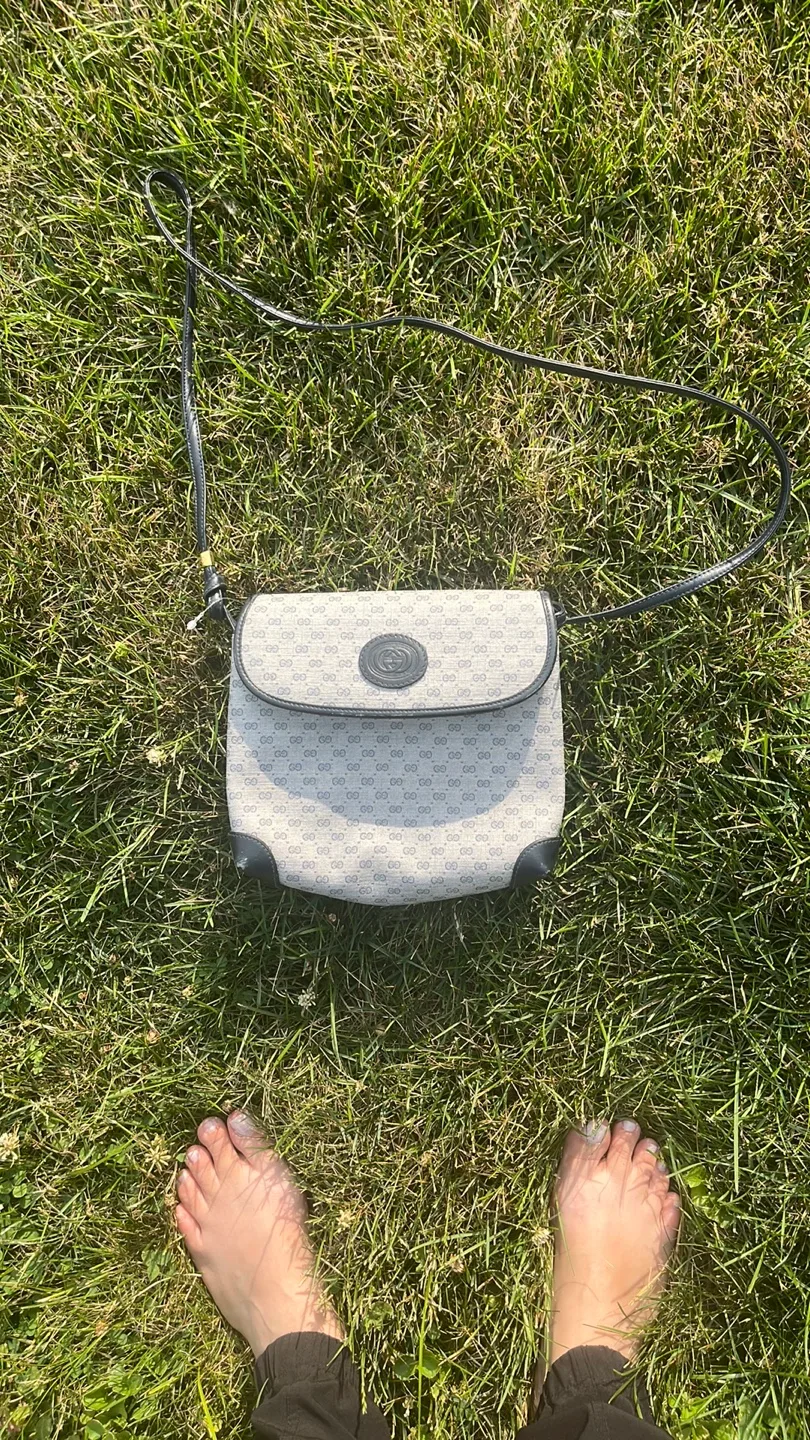 Gucci Blue GG Canvas Crossbody Bag vtg thumbnail