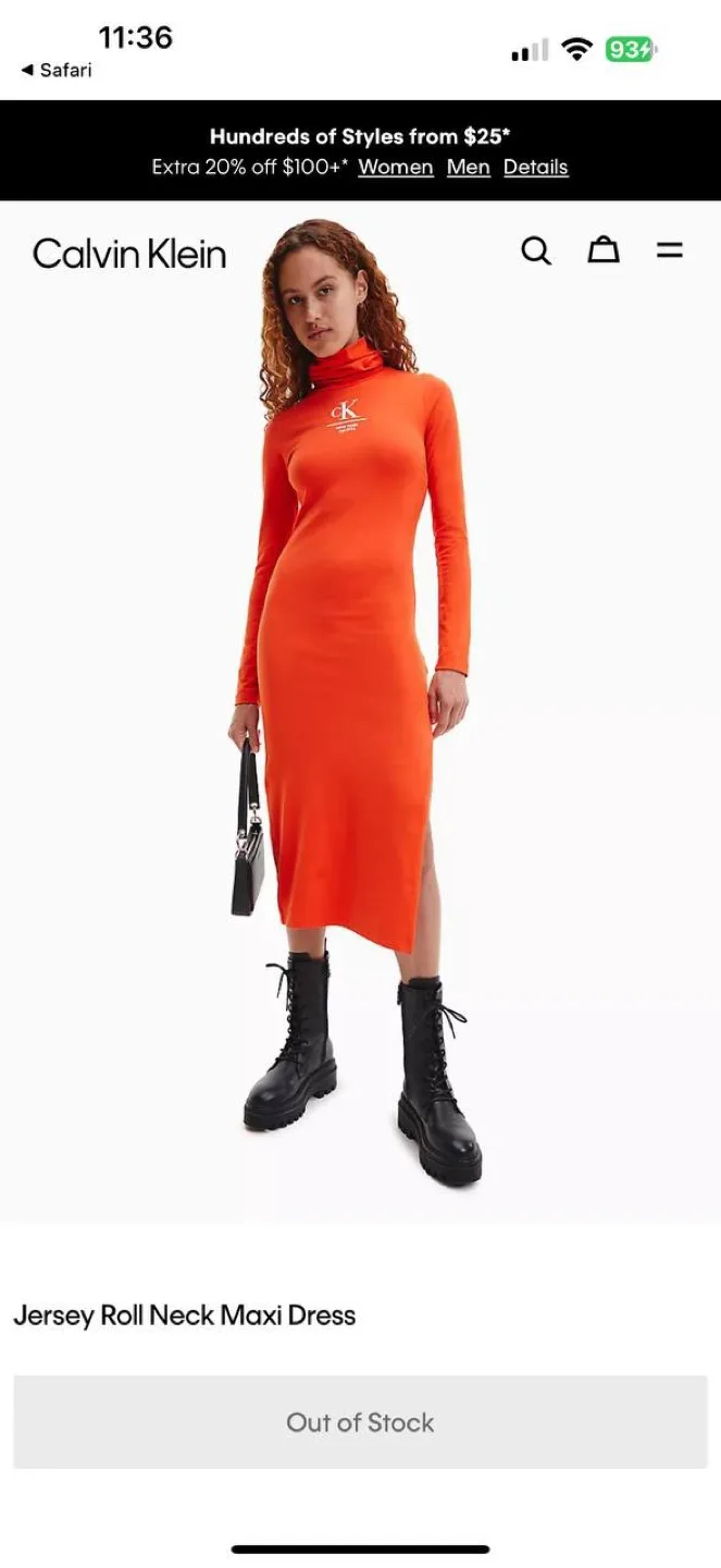 Calvin Klein Jersey Roll Neck Maxi Dress thumbnail